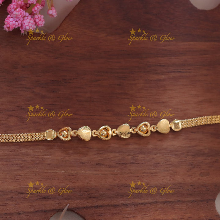 Exquisite Gold Tone Heart Bracelet - Premium Design
