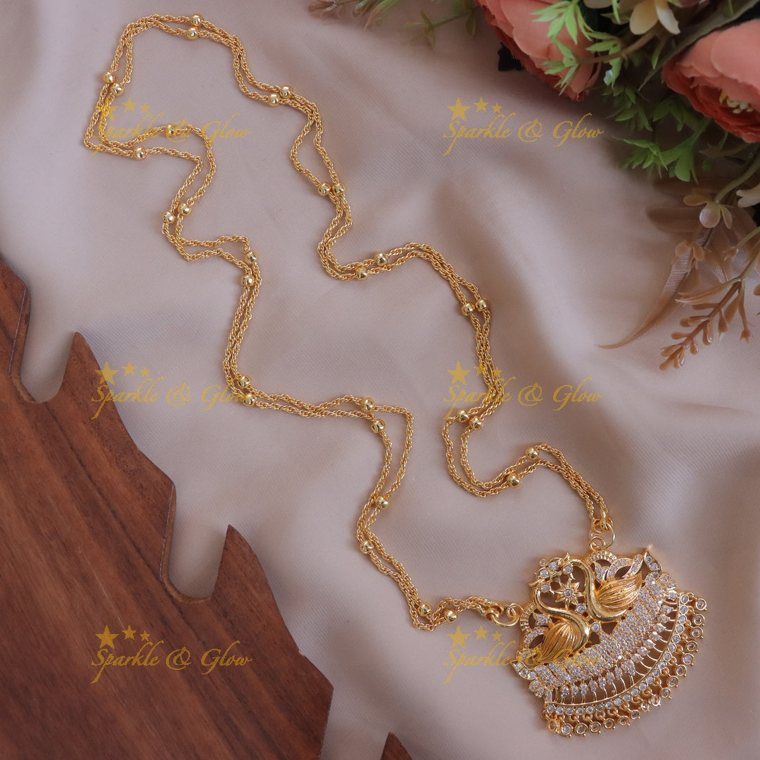 Gold Peacock Pendant Necklace for Elegant Weddings