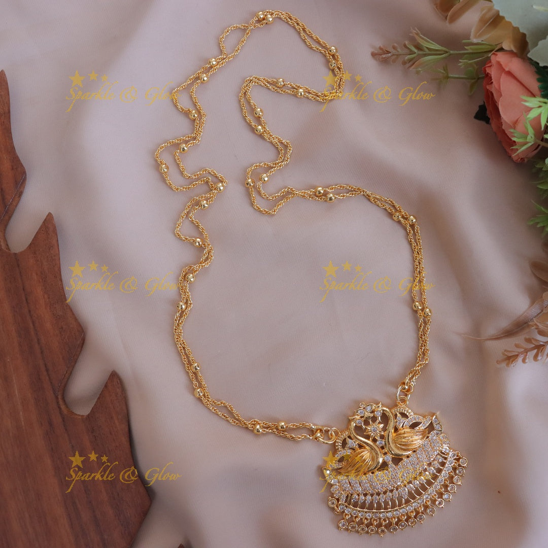 Gold Peacock Pendant Necklace for Elegant Weddings