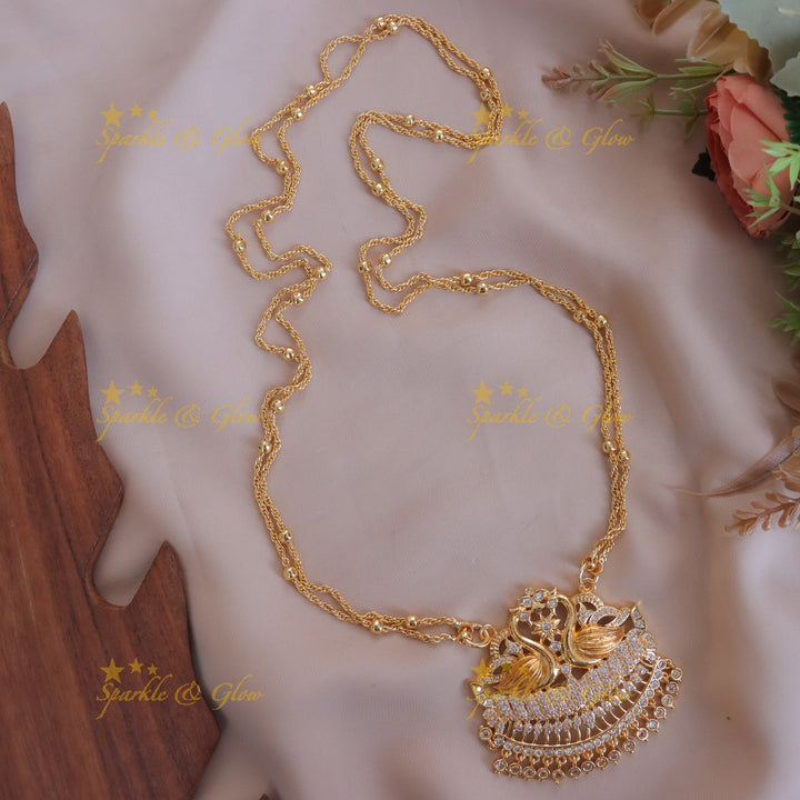 Gold Peacock Pendant Necklace for Elegant Weddings