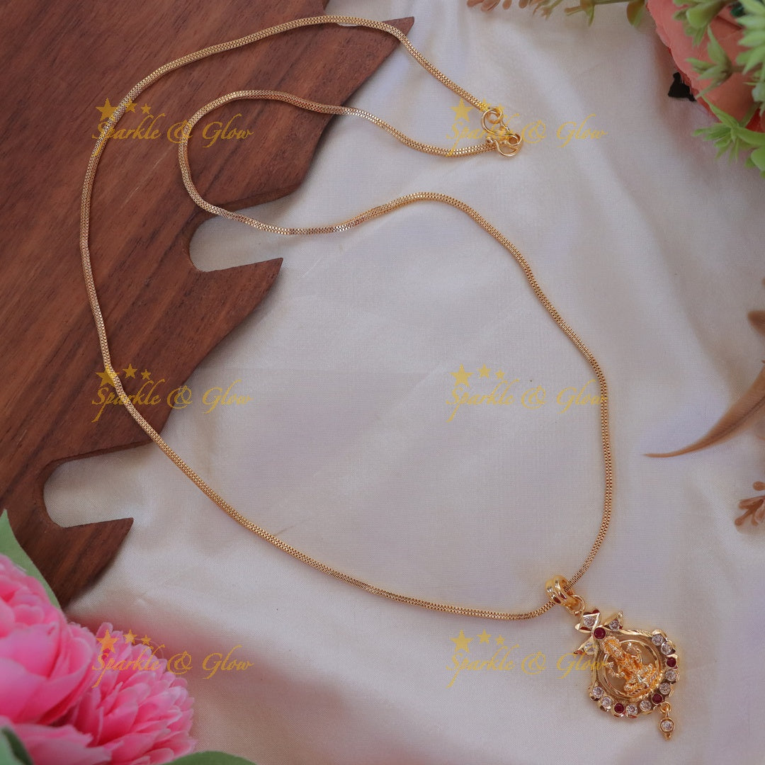 Exquisite Gold Lakshmi Pendant Long Necklace Online