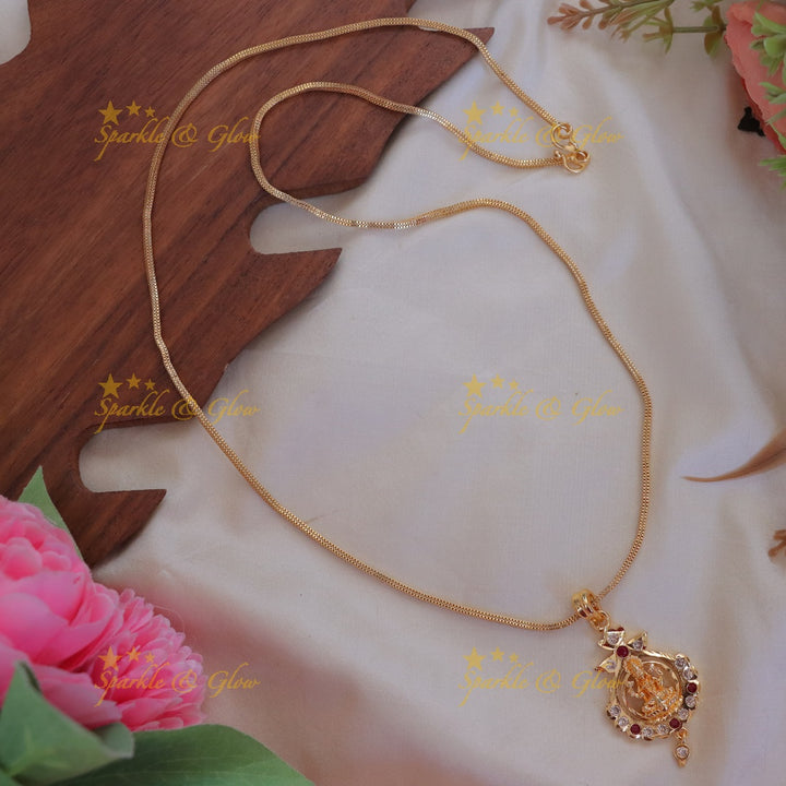 Exquisite Gold Lakshmi Pendant Long Necklace Online