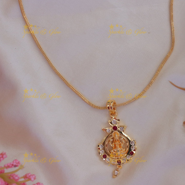 Exquisite Gold Lakshmi Pendant Long Necklace Online