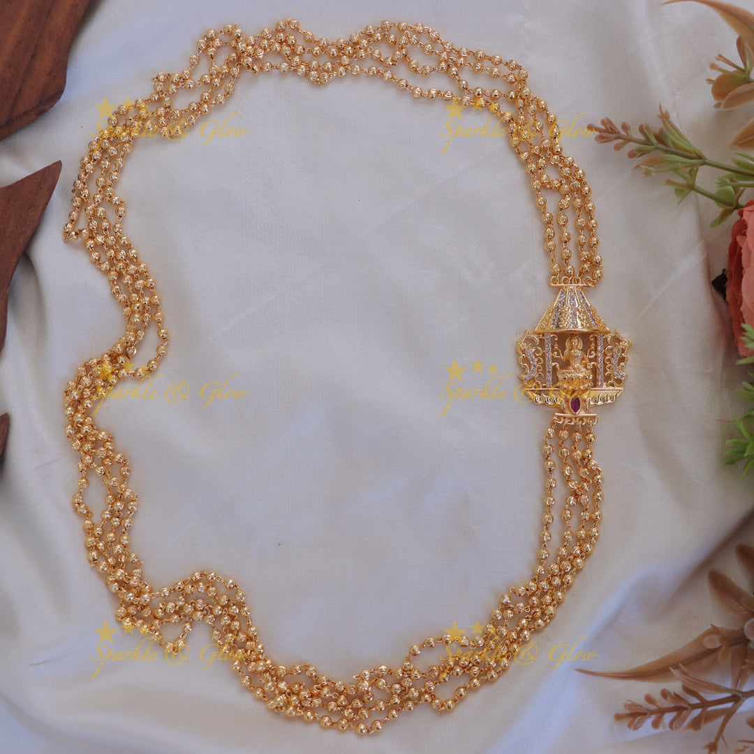 Elegant Gold Beads Lakshmi Necklace for Festivities