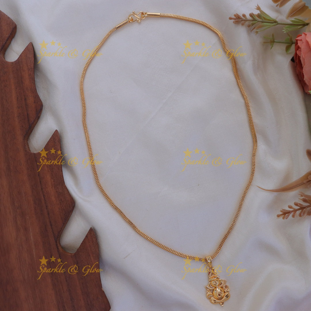 Elegant Gold-Like Ganesh Pendant Necklace