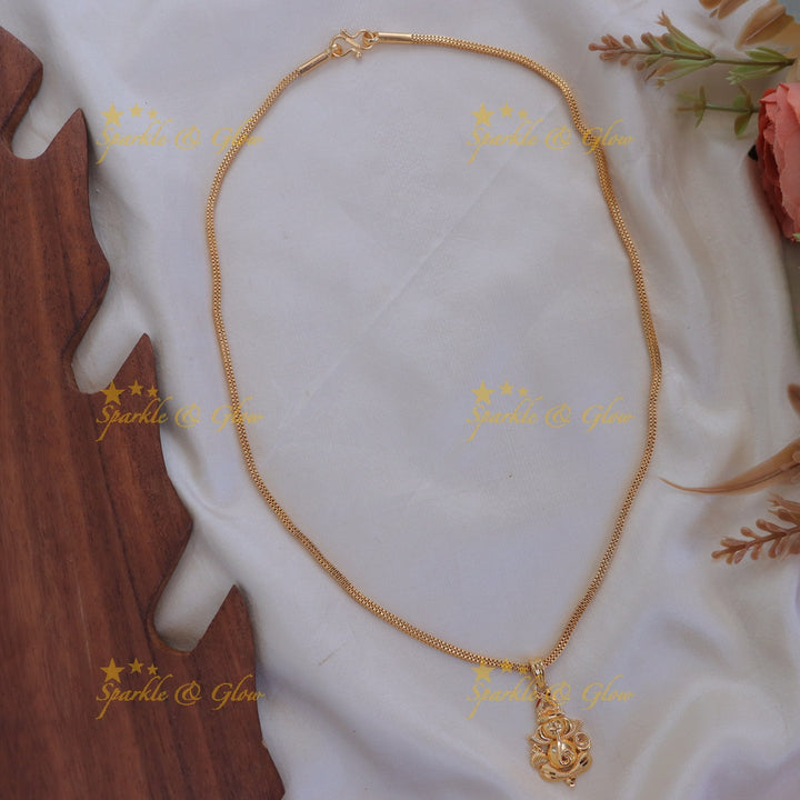 Elegant Gold-Like Ganesh Pendant Necklace