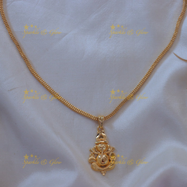 Elegant Gold-Like Ganesh Pendant Necklace
