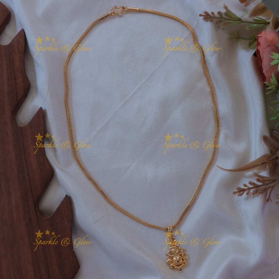 Elegant Gold-Like Ganesh Pendant Necklace