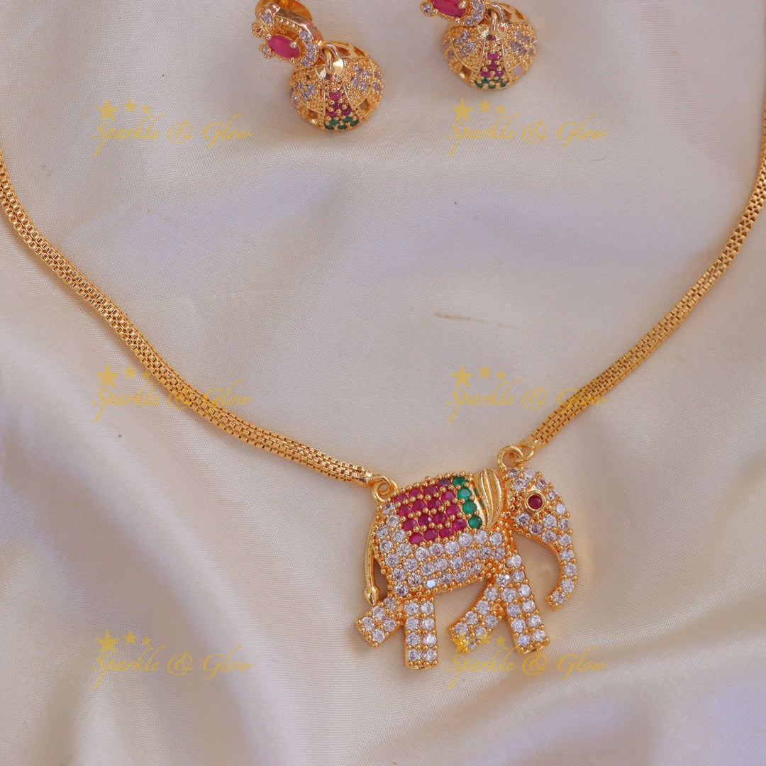 Exquisite Gold-Alike Elephant Long Necklace