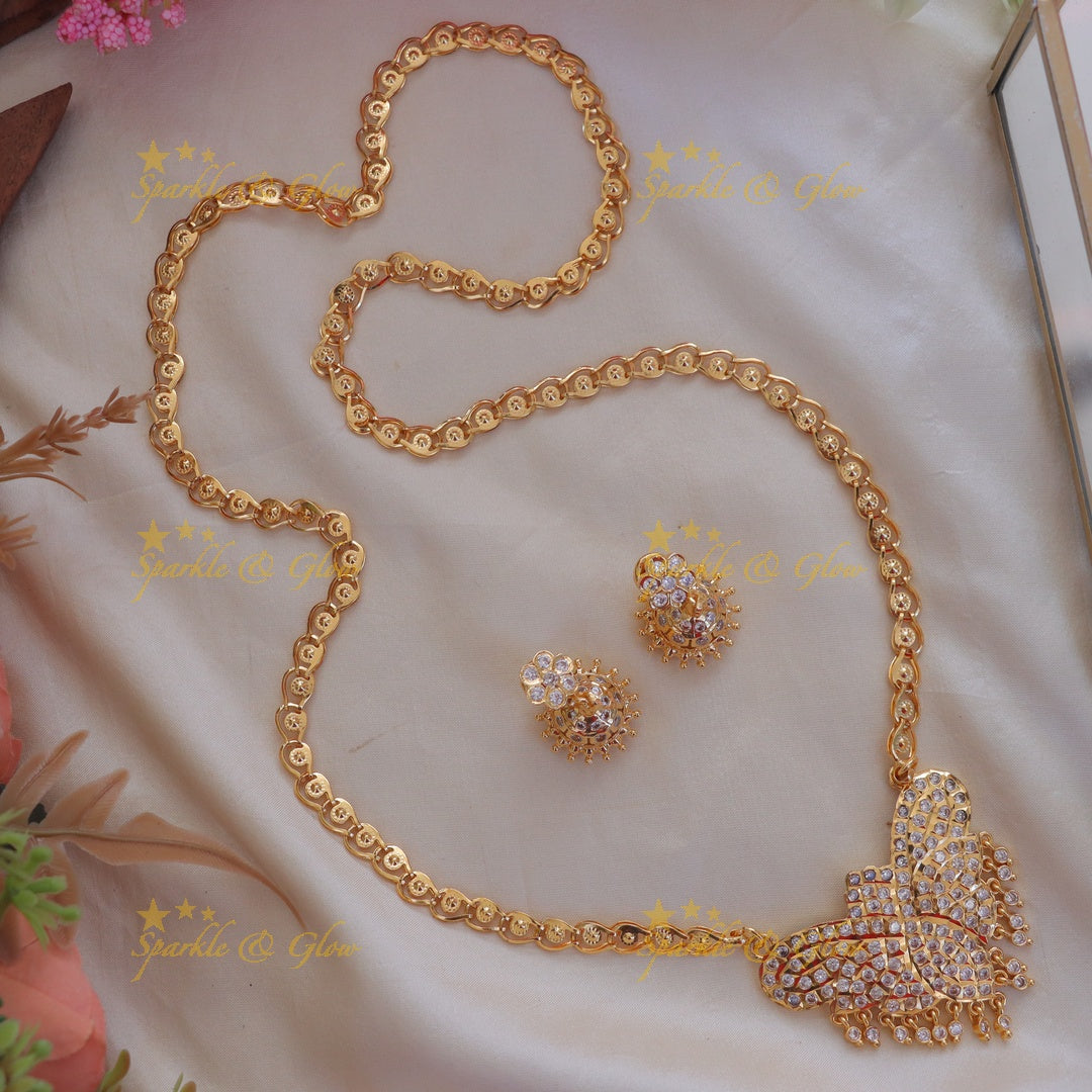 Exquisite Gold Balls White Stone Long Necklace
