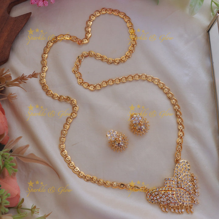 Exquisite Gold Balls White Stone Long Necklace