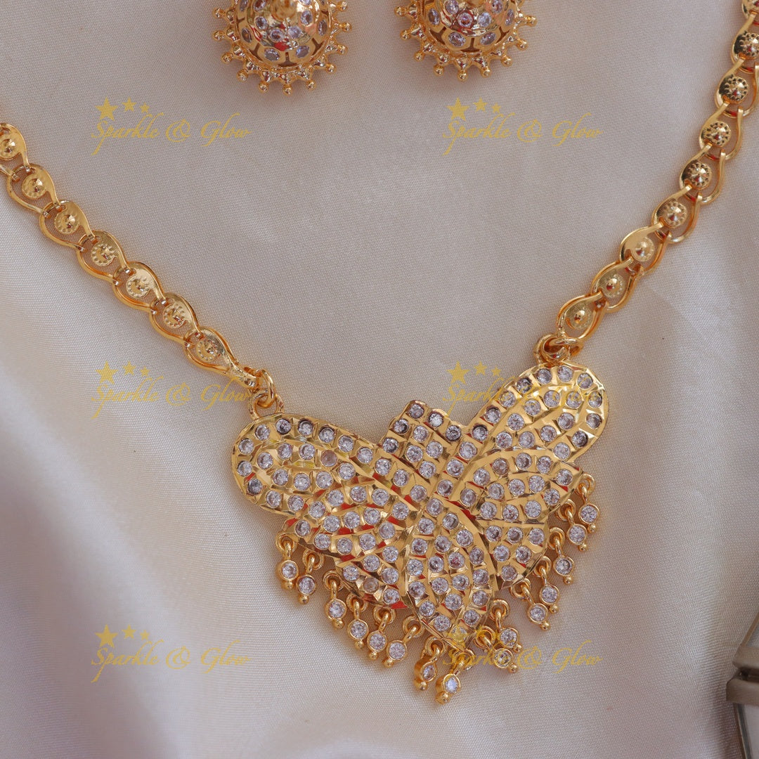 Exquisite Gold Balls White Stone Long Necklace
