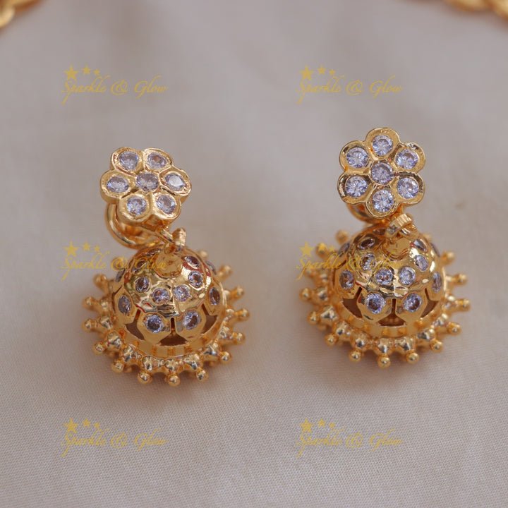 Exquisite Gold Balls White Stone Long Necklace