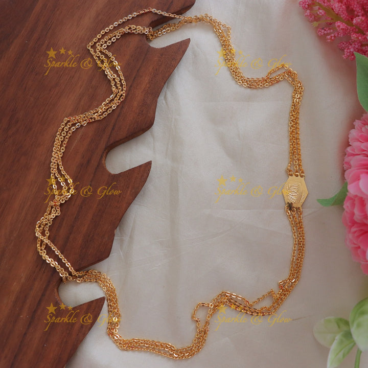 Exquisite Layered Lotus Long Necklace for Festive Wear