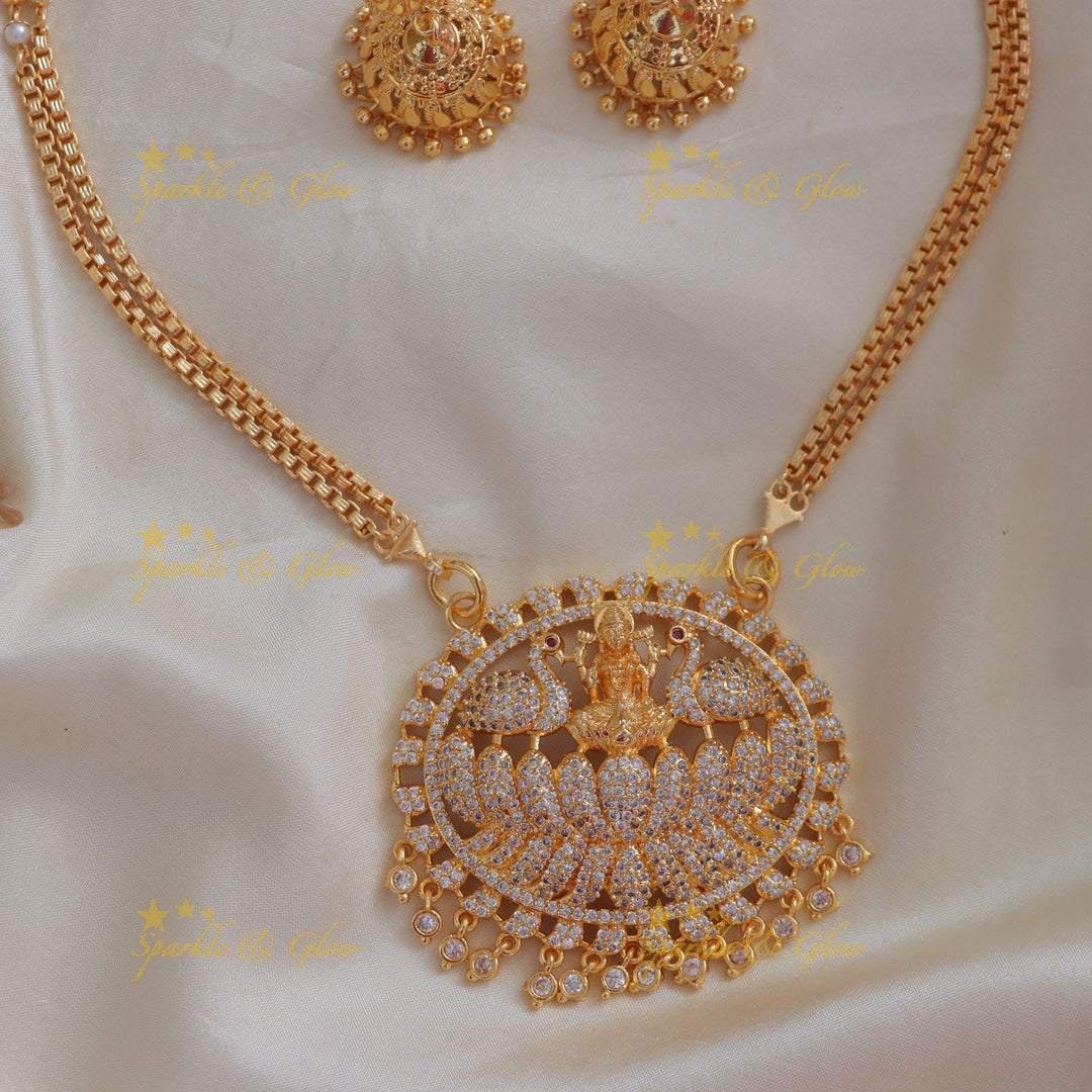 Exquisite Lakshmi Peacock Long Necklace – Regal Elegance