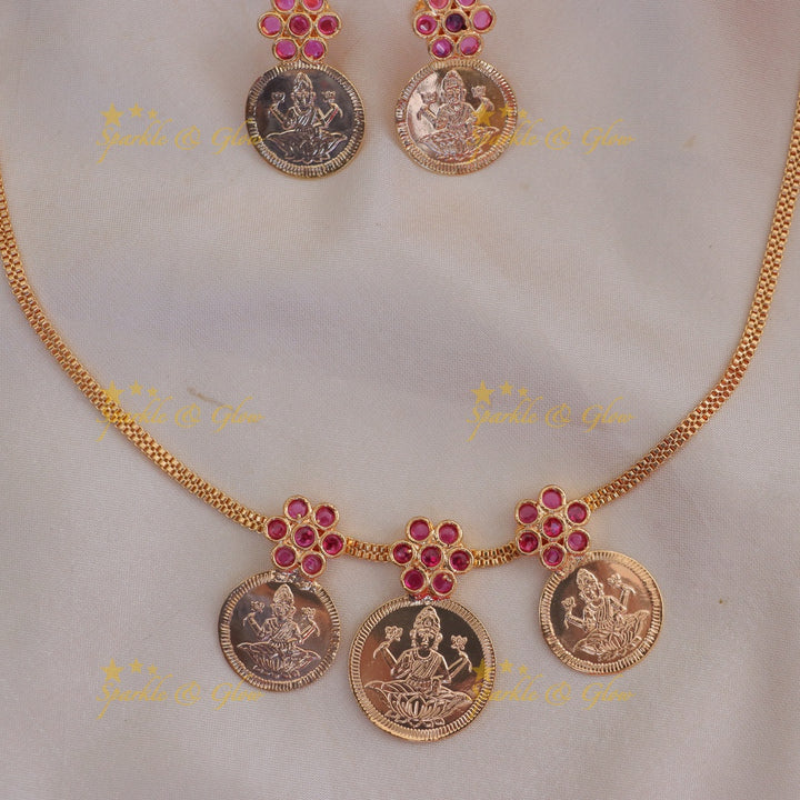 Radiant Floral Lakshmi Coin Necklace for Festivities