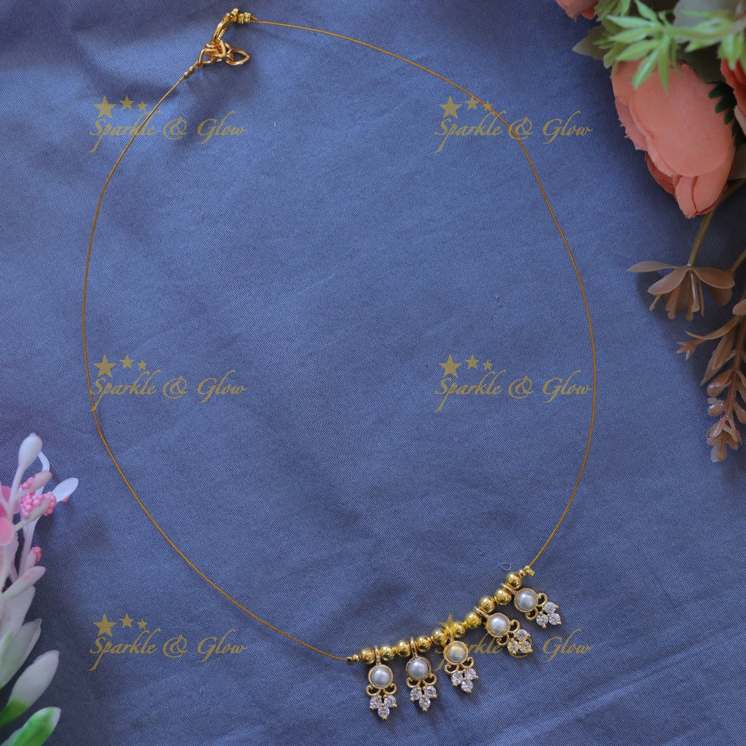 Elegant Gold Beaded Invisible Necklace for Festive Flair