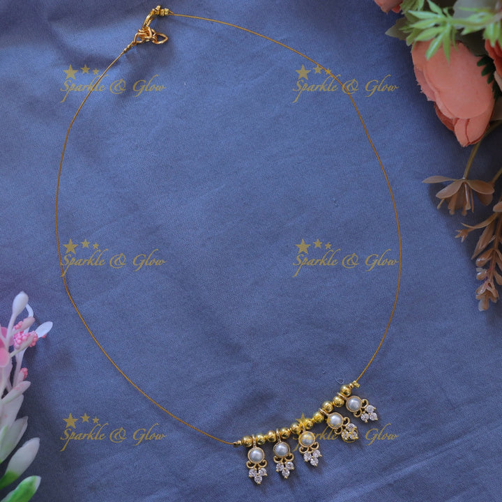 Elegant Gold Beaded Invisible Necklace for Festive Flair