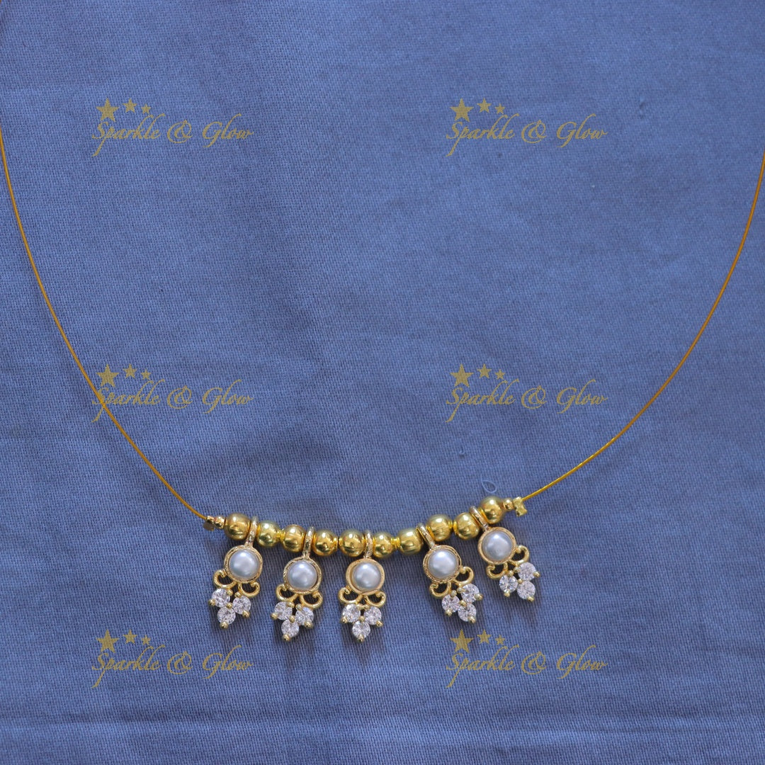 Elegant Gold Beaded Invisible Necklace for Festive Flair
