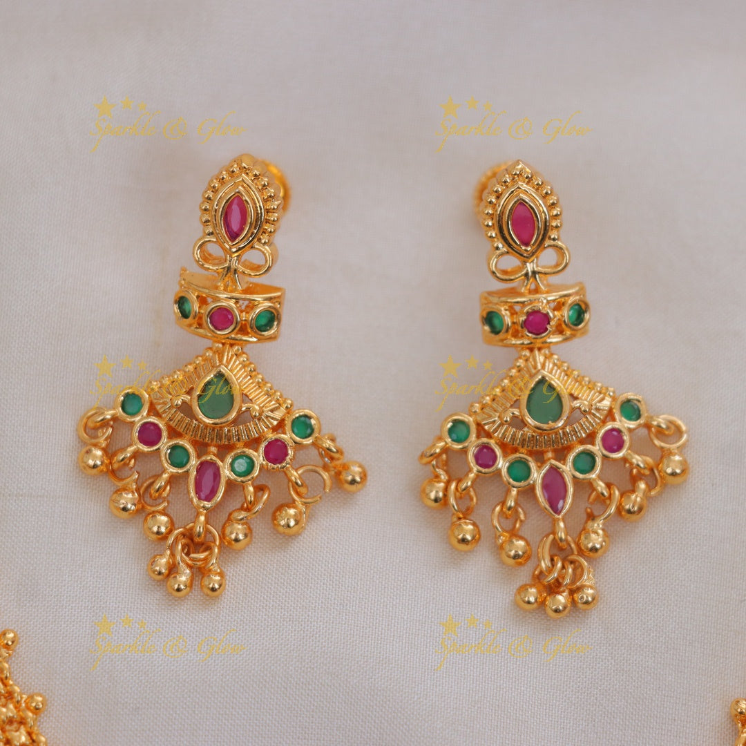 Elegant Gold Alike Peacock Necklace Set - Premium