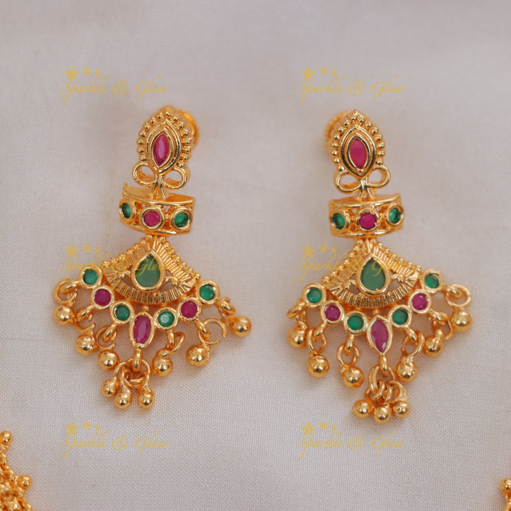 Elegant Gold Alike Peacock Necklace Set - Premium