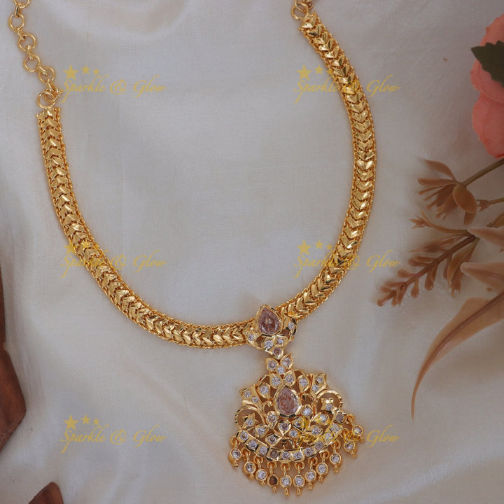 Gold-Toned Floral Necklace for Festive Glam Look