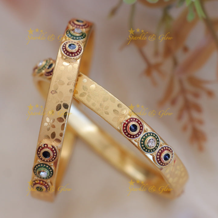 Elegant Red & Green Bangles - Premium Imitation Jewelry