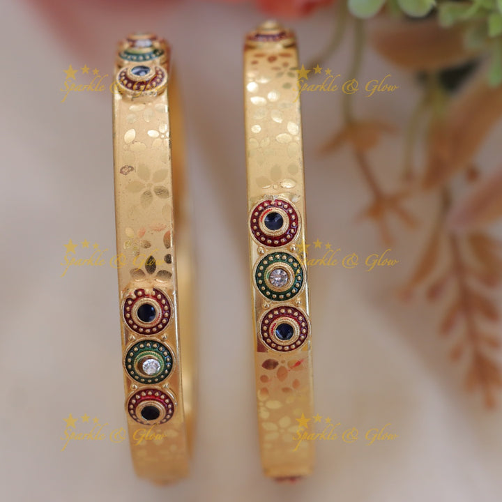 Elegant Red & Green Bangles - Premium Imitation Jewelry