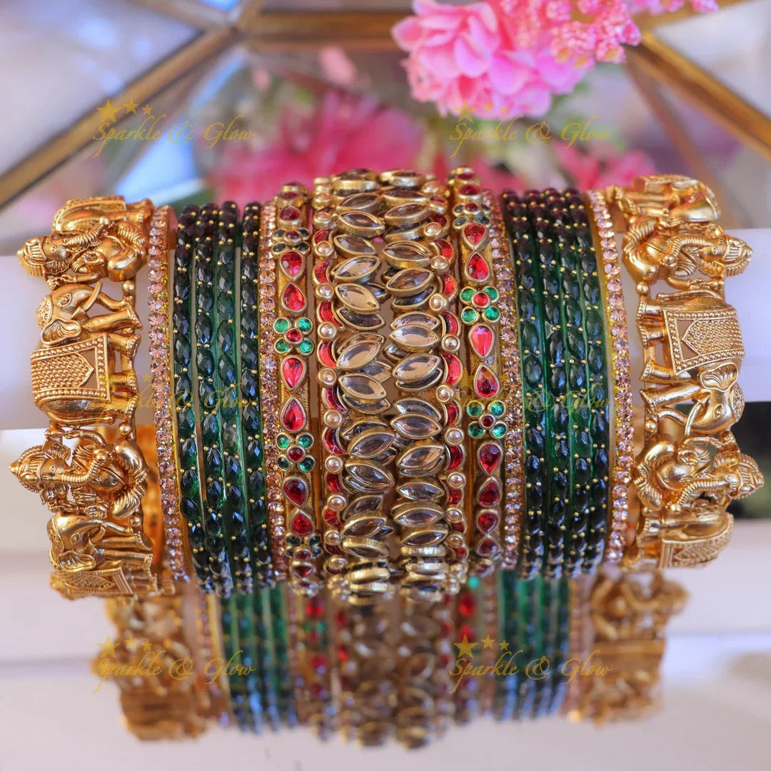 Stunning Lakshmi Elephant Bridal Bangles - Shop Now