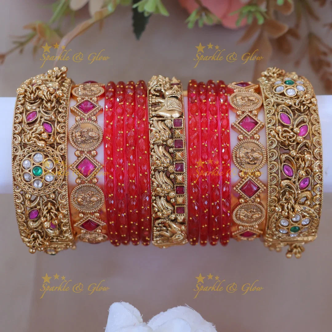 Exquisite Temple Floral Bridal Bangles for Elegance