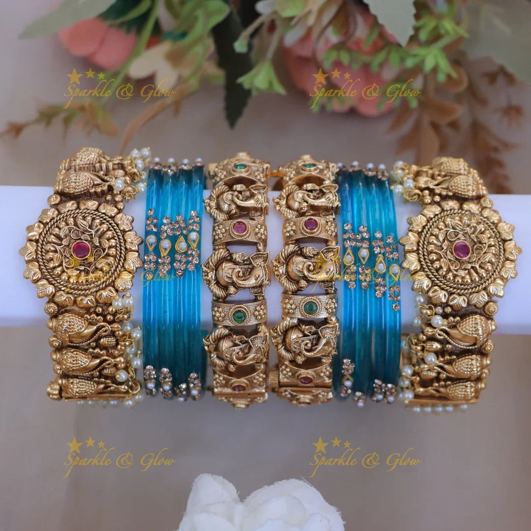Exquisite Temple Pearl Bridal Bangles Set - Shop Now
