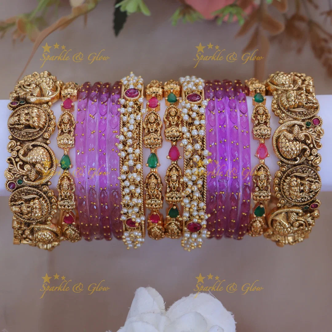 Elegant Lakshmi Peacock Bridal Bangles - Premium Set