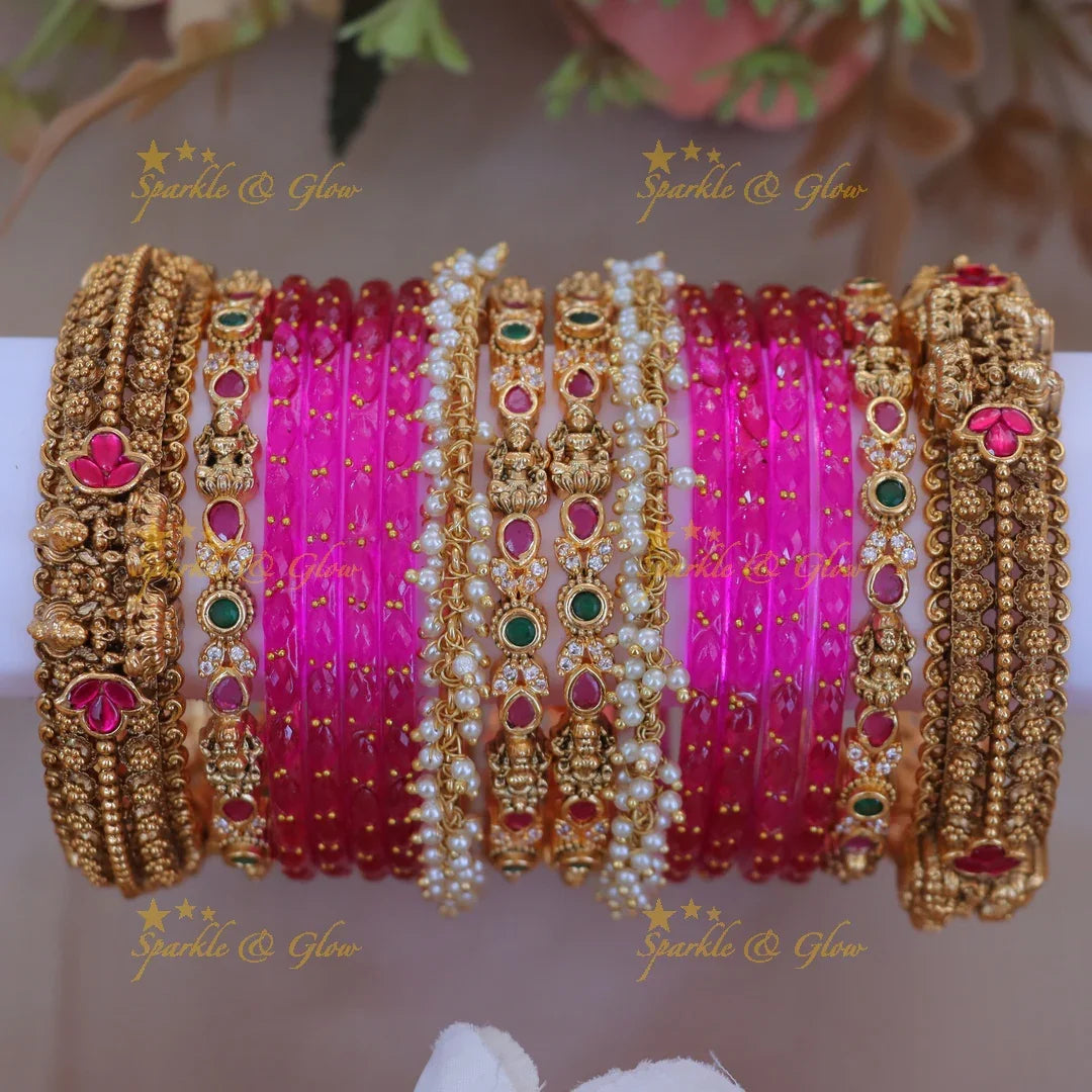 Exquisite Lakshmi Floral Bridal Bangles Set Online