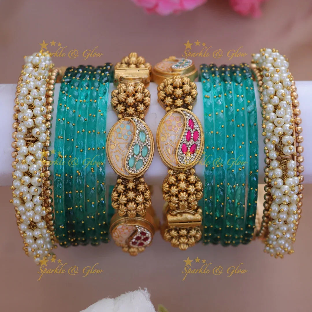 Exquisite Kundan Pearl Bangles for Bridal Glamour