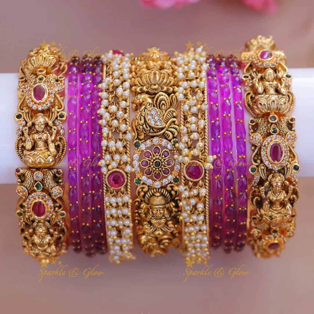 Lakshmi Bridal Bangles Set | Premium Temple Jewellery
