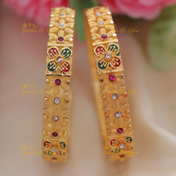 Exquisite Gold-Tone Stone Bangles for Weddings