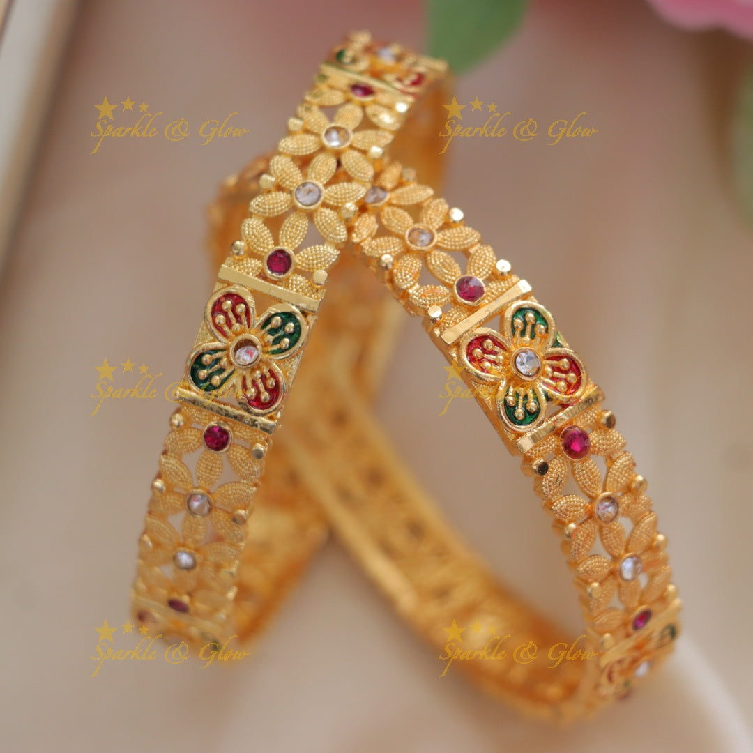 Exquisite Gold-Tone Stone Bangles for Weddings