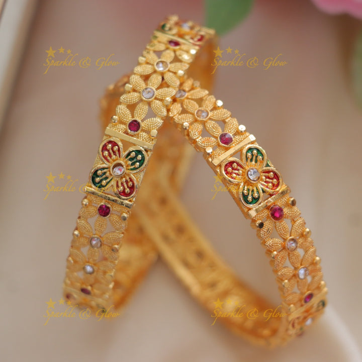 Exquisite Gold-Tone Stone Bangles for Weddings