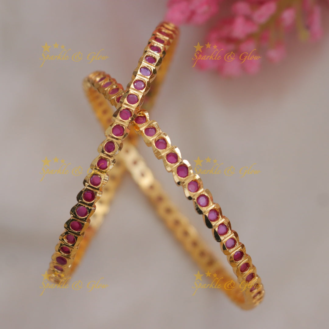 Exquisite Panchaloham Ruby Bangles - Festive Collection