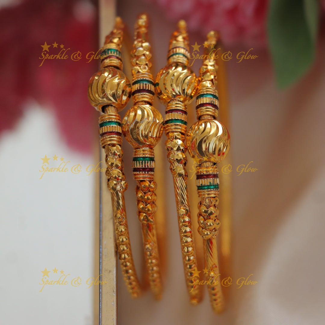 Elegant Gold Ball Leaf Bangles - Perfect Festive Wear