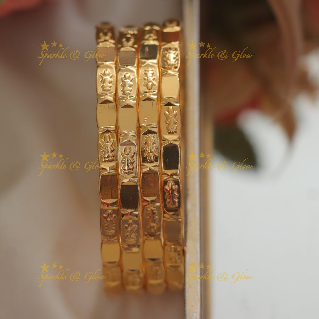 Exquisite Gold-Tone God Motif Bangles - Perfect for Festive Occasions