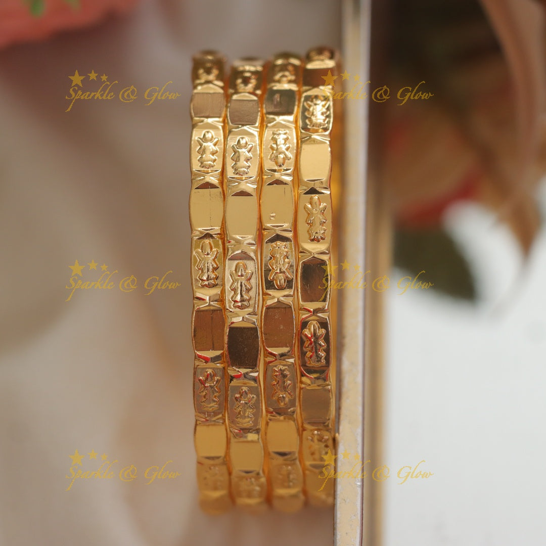 Exquisite Gold-Toned God Print Bangles for Festivals