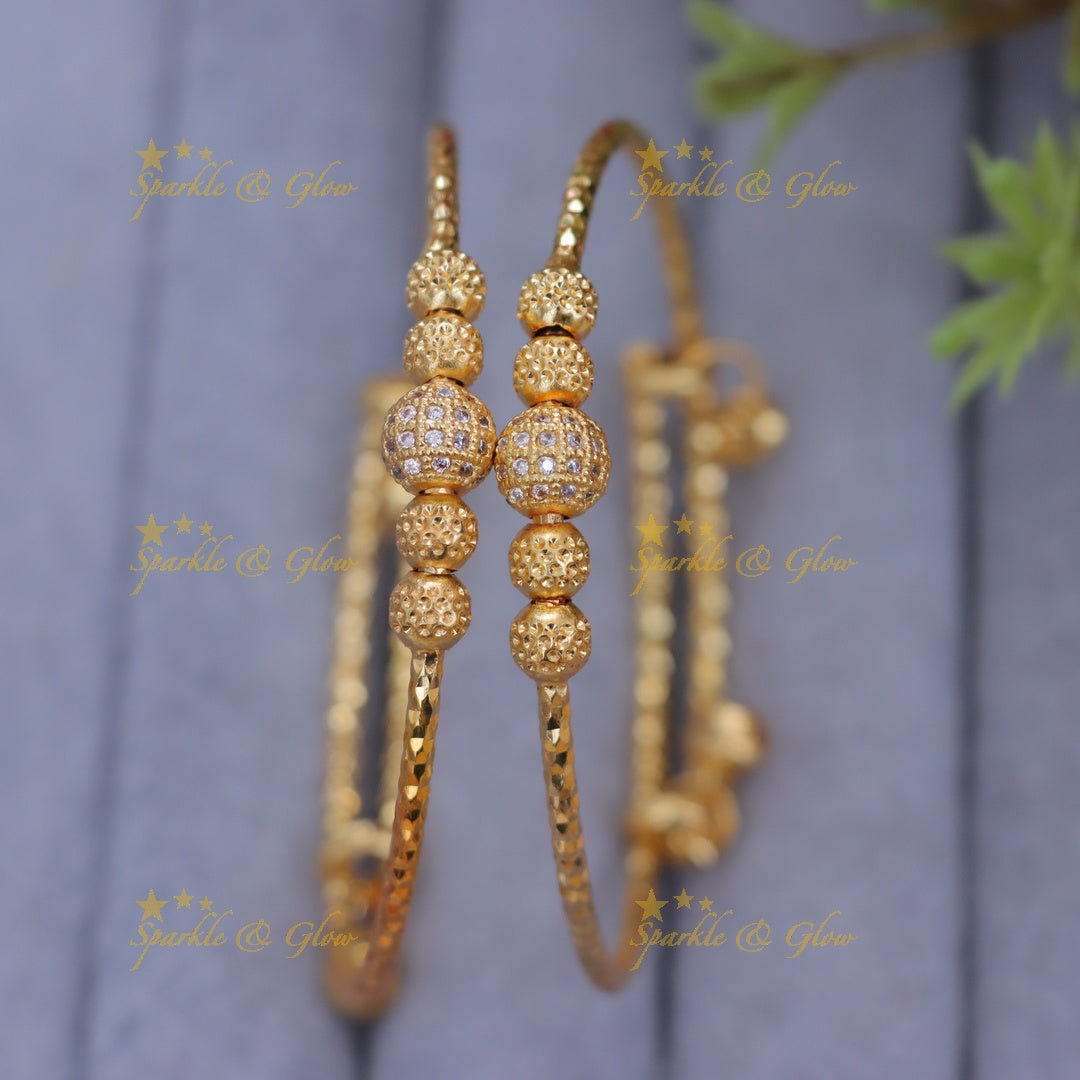 Gold-Plated Beaded Bangles - Perfect for Festive Elegance