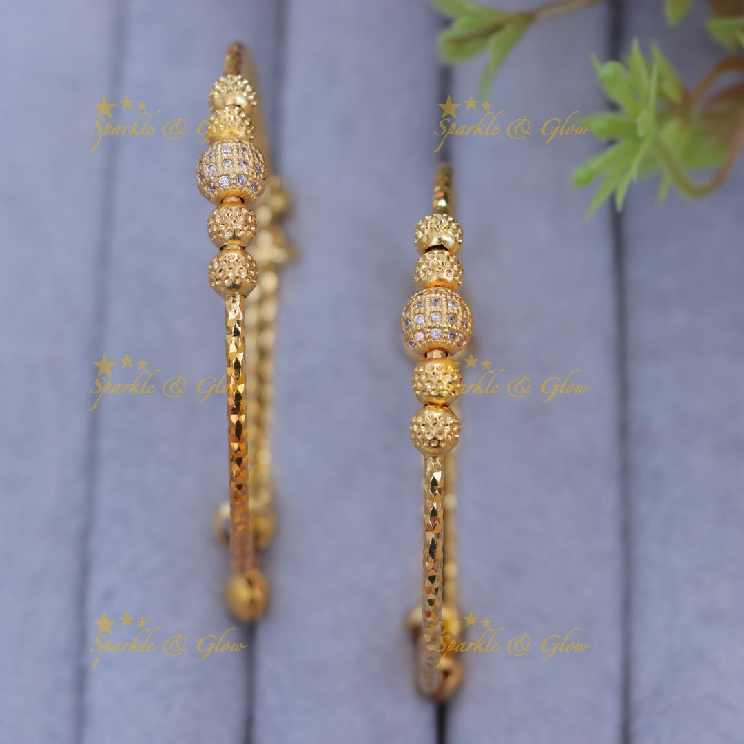 Gold-Plated Beaded Bangles - Perfect for Festive Elegance