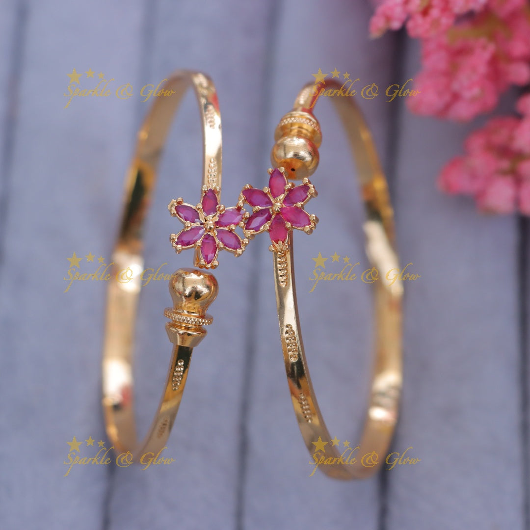 Elegant Floral Gold Bangles for Any Celebration