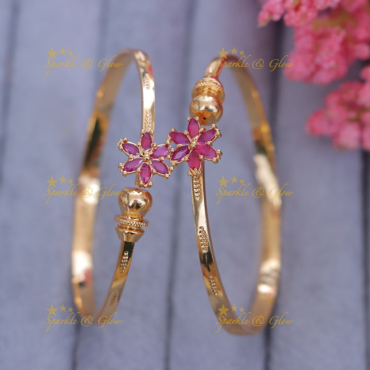 Elegant Floral Gold Bangles for Any Celebration