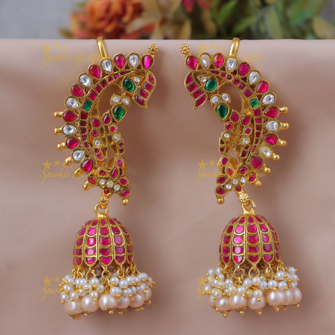 Exquisite Pearl Peacock Ear Cuffs - Elegance Redefined