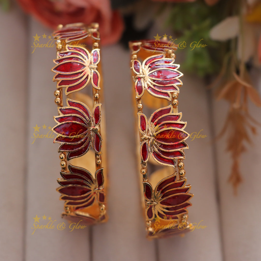 Exquisite Lotus Gold Bangles for Festive Occasions