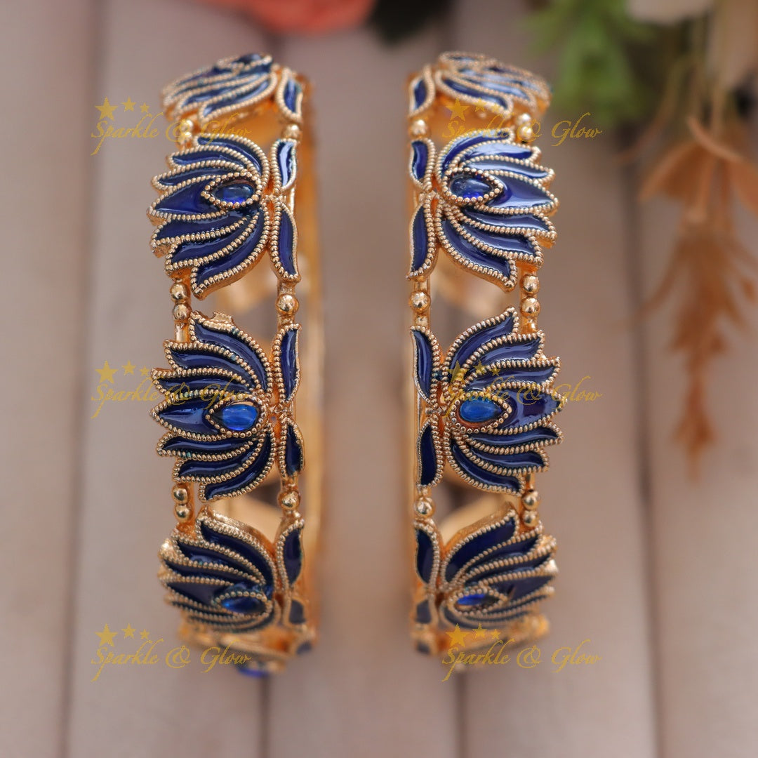 Exclusive Blue Lotus Bangles - Premium Imitation Jewelry