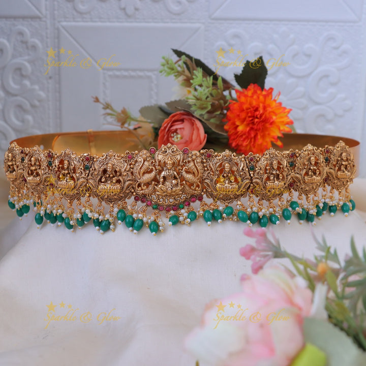 Exquisite Peacock Lakshmi Gold Hip Belt - Temple Jewel